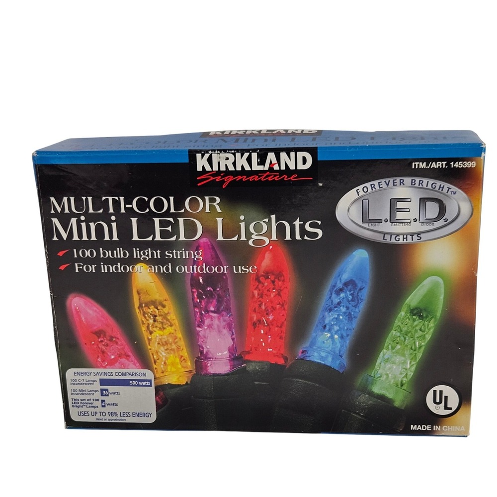Kirkland Signature 100 Multi-Color Mini LED Lights Indoor Outdoor 50ft GreenWire